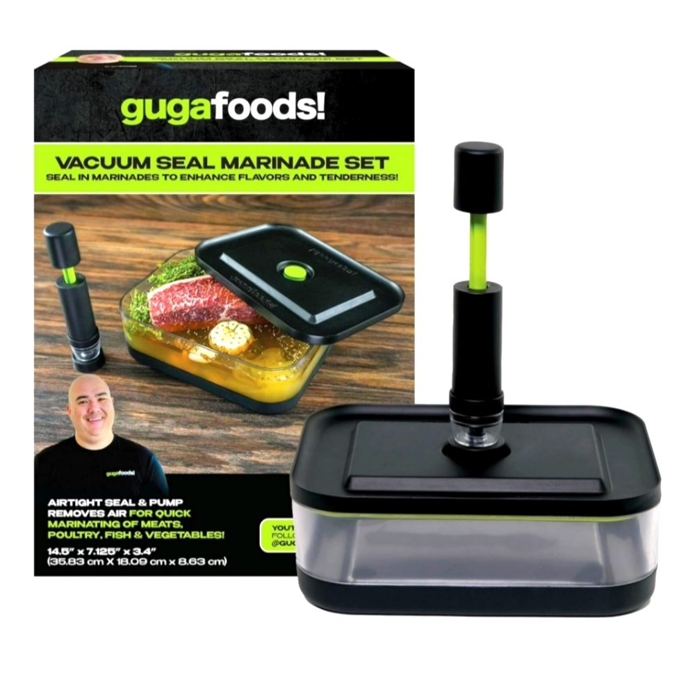 : Guga Foods Vacuum Seal Marinade Set Airtight Container & pump Flavorful food